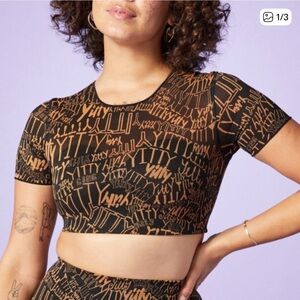 YITTY Black and Brown Graphic Crop Top
